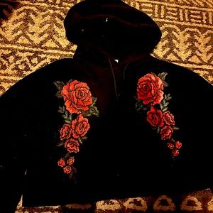 Cropped rose hoodie